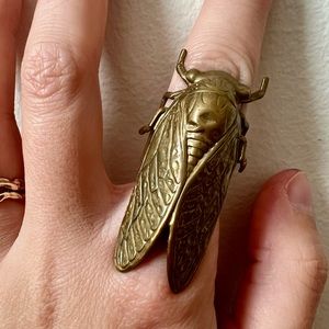 Brass Cicada Adjustable Ring